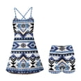 thumbnail image 5 of Yuyamidu Blue Aztec Ethnic Tennis Dress with Built in Shorts, Sleeveless Athletic Backless Dress for Women Size XS Golf Athletic Dresses with Pocket Golf Outfits, 5 of 7