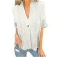 thumbnail image 2 of Drovellove Plus Size Women's V Neck Knit Cardigan with Button Front and Hollow Details - Casual Long Sleeve Open Front Sweater for Spring and Summer, 2 of 7