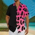 thumbnail image 2 of QQAMB Men's Shirts Button Down Lapel Collar Leopard Print Short Sleeve Shirt Trendy Hawaiian Shirts Summer Casual Vacation Tops Hot Pink 4XL, 2 of 5
