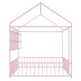 thumbnail image 2 of DreamBuck Full Size Metal House Bed Frame with Fence for Teens, Girls, Boys, Cabin Floor Bed for Bedroom, Pink, 2 of 7