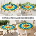 thumbnail image 7 of Colorful Rainbow Tie Dye Spiral Pattern Round Fitted Tablecloth with Elastic Edge,Dining Table Cover Waterproof,Outdoor Round Tablecloth for Camping,Dining,Indoor and Outdoor, 7 of 7