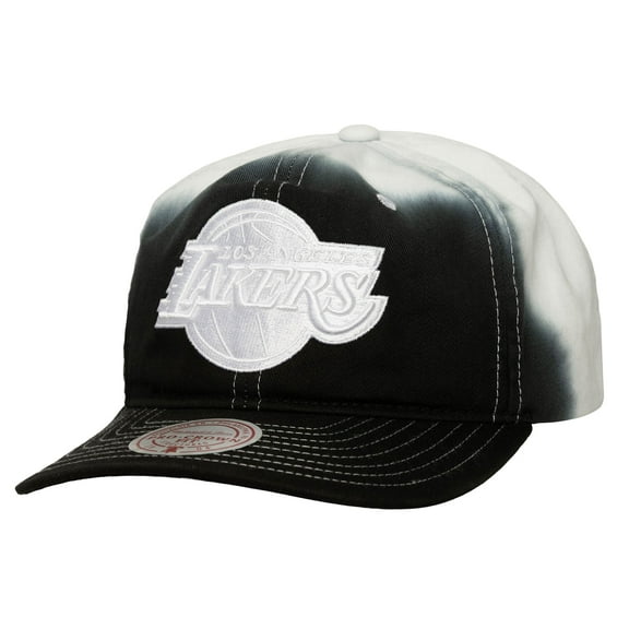 Men's Mitchell & Ness Black/White Los Angeles Lakers Dip Dye Pro Crown Adjustable Hat