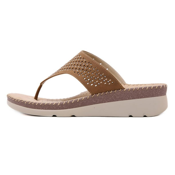 Pompotops Women s Ladies Casual Sandals Shoes Outdoor Flip Flops Beach Wedges Slippers