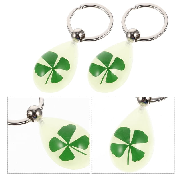 OULII 2Pcs Key Hanging Decor Resin St.Patrick Day Key Chains Good Luck Charm Family Members Everyday Use