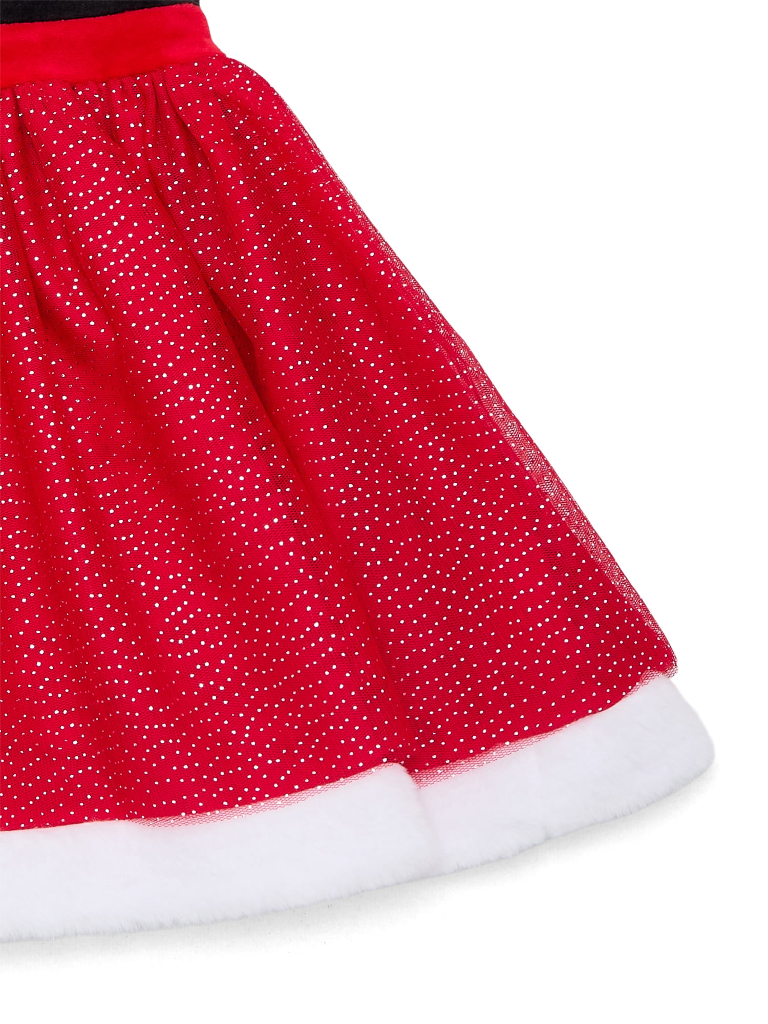 Holiday Time Toddler Girls Cosplay Santa Tutu Dress with Puff Sleeves, Sizes 12M-5T