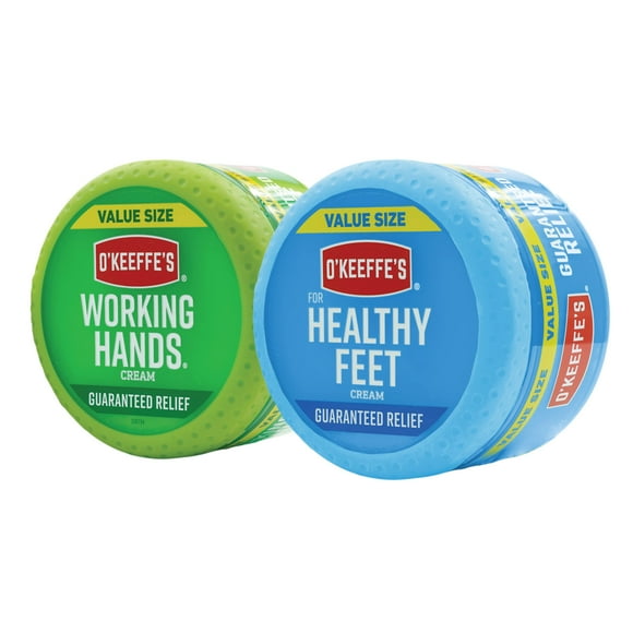 O'Keeffe's Crème pour les Mains Working Hands, Pot de 6.8 Onces et Crème Saine pour les Pieds, Pot de 6.4 Onces
