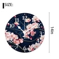 thumbnail image 2 of 14 Inch Wall Clock Battery Operated Silent Clock Decorative for Office, Kitchen, Outdoor, Living Room，Beautiful Cherry Blossom Flower Flroal Navy Blue Style, 2 of 4