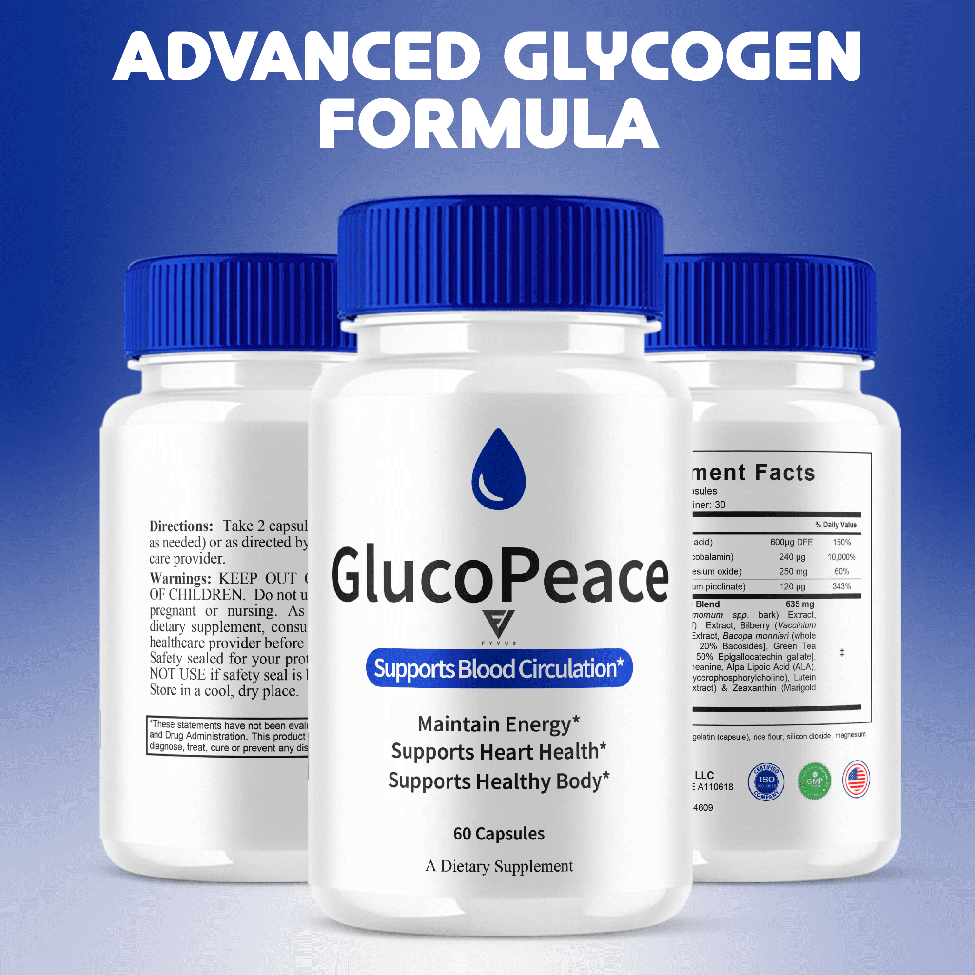 (5 Pack) Gluco Peace Advanced Glycogen Capsules, GlucoPeace Maximum Strength Glyco Formula Pills (300 Capsules)