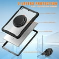 thumbnail image 3 of SaniMore Case for SaniMore Case for iPad 5th/6th Gen 9.7 inch 2017 2019, with Shoulder Strap Pencil Slot Hybird PC TPU Back Cover 360° Ratating Handle Bracket Shockproof Anti-fall Rugged Shell,Black, 3 of 17