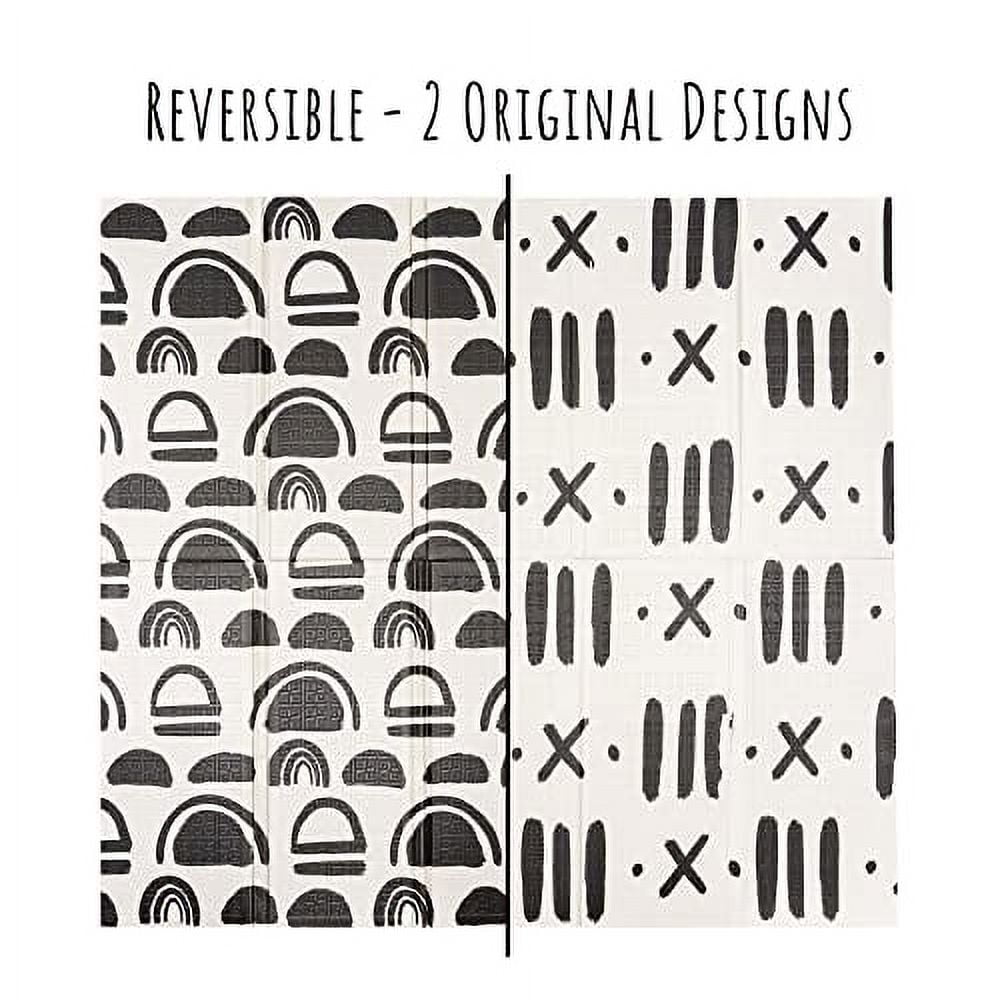 JumpOff Jo Extra Large Foldable Kids Foam Play Mat, Padded Baby Floor Mat, 77 x 70 in - Black and White