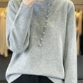 thumbnail image 6 of HAPIMO Slim Wool Sweater Women Fall Winter Warm Knitted Pullover Mockneck Long Sleeve Sweater Basic Tops Stretch Button Gray XL, 6 of 6