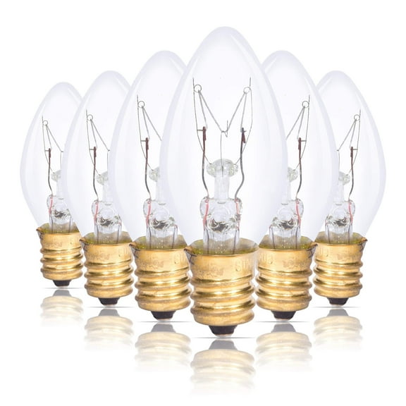 Simba Lighting C7 25W Replacement Bulb Clear Candle Shape 120V, E12 Candelabra Base, 2700K, 6-Pack