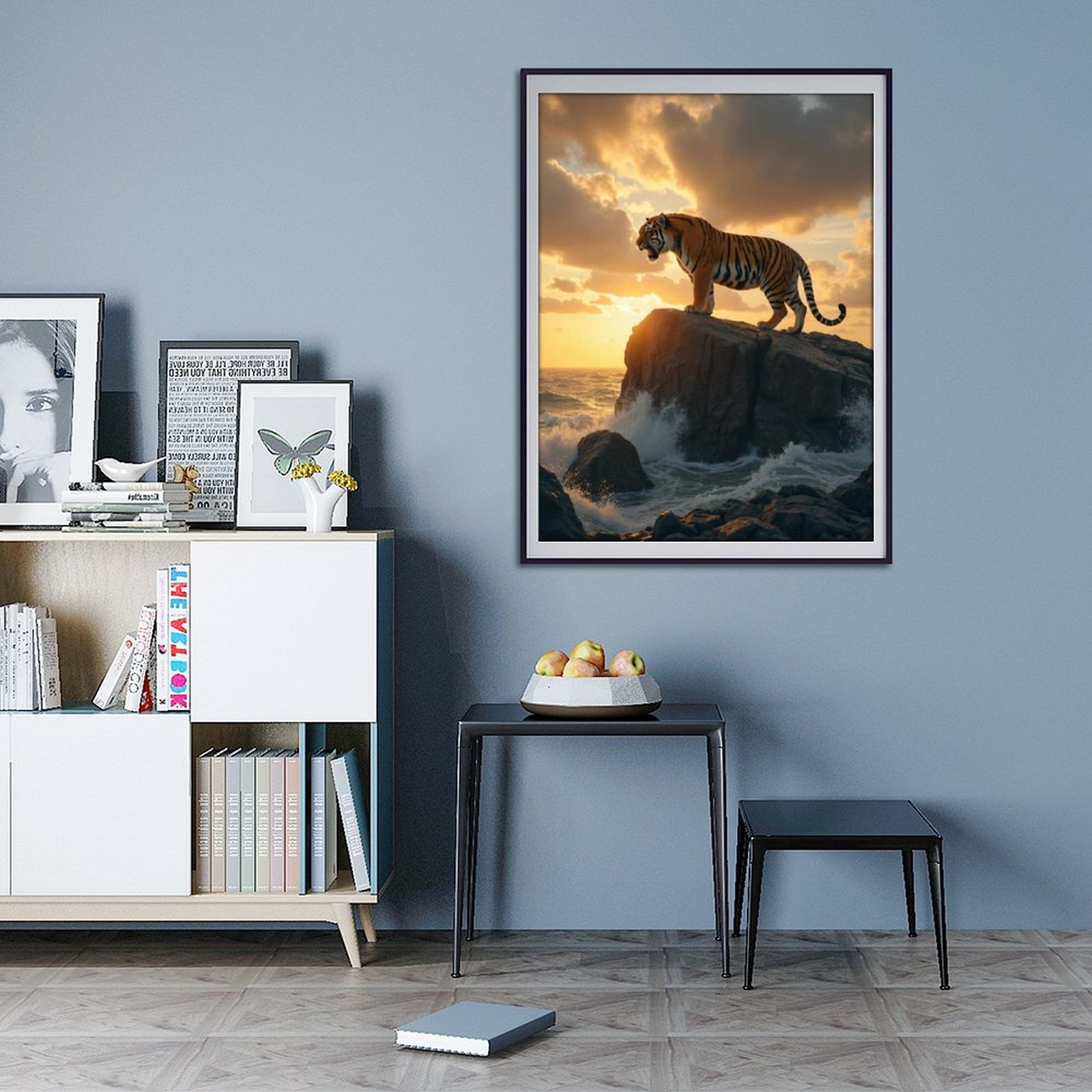 Diamond Art Kit for Adults, Tiger Sunset Ocean Rocks Majesty Diamond Painting for Adults Beginners, 5D DIY Diamond Art Painting Kits, Colorful Diamond Painting Craft for Home Decor 12x16