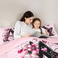 thumbnail image 4 of Erosebridal Pink Initial A Letter Queen Comforter Set, Flower Butterfly Bedding Comforter Set, 3pcs, 4 of 6