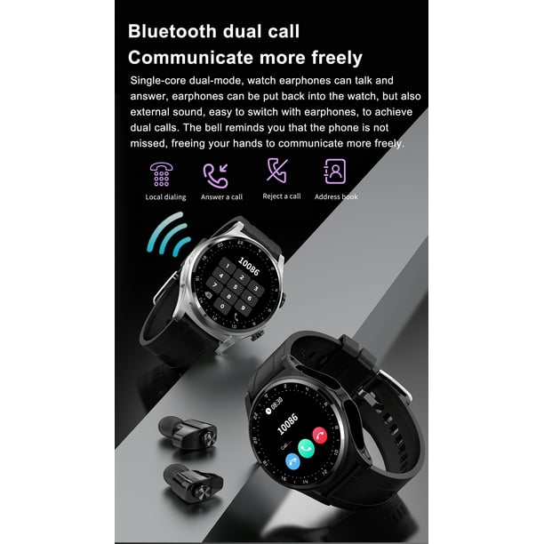 GT66 Smart Watch With Earbuds 1.39inch Round Fitness Tracker With
