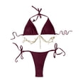 thumbnail image 5 of vigerkar Women's Triangle Bikini Set Sexy Tie Side Swimsuit Two Piece Bathing Suit (Wine, L), 5 of 9
