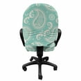 thumbnail image 3 of Paisley Office Chair Slipcover, Oriental Themed Floral Pattern With Butterflies And Motifs, Protective Stretch Decorative Fabric Cover, Standard Size, Teal Pale Tan, By Ambesonne, 3 of 5