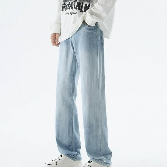 WXLWZYWL Mens Baggy Jeans Loose Fit Y2k Skater Vintage Plain Pants 2024 Casual Wide Leg Jeans Big And Tall Denim Hip Hop Jeans