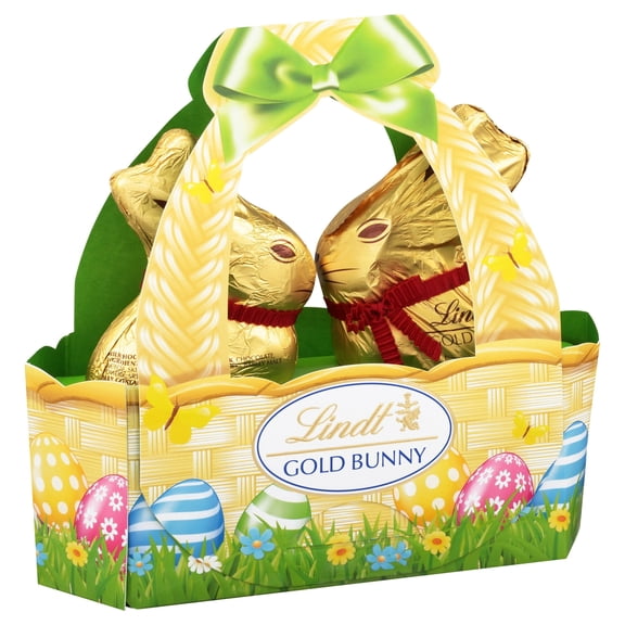 Lindt Gold Bunny Basket, Milk Chocolate, Easter Chocolate Candy Bunny, 3.5 oz, 2 Count