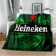 thumbnail image 3 of Manta de franela con estampado de cerveza verde, mantas cálidas para camas, manta de Picnic, forros de cama, regalo de cumpleaños, 3 of 4