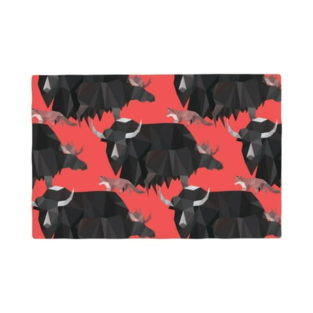 

Table Placemats Set of 6 - abstract yak moose fox red cool 12x18 In Faux Linen Double Heat Resistant Place Mats Cloth Indoor/Outdoor Placemats Washable Table Mats for Dining Kitchen Party