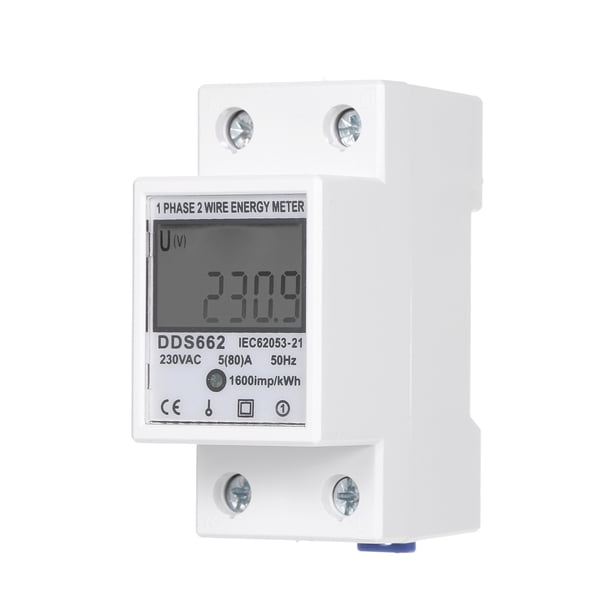 Medidor de energía monofásico Carevas AC 230V sin retroiluminación