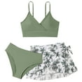 thumbnail image 2 of Bjutir Summer Girls Swimsuit Size 13-14 Years 3 Piece Bathing Suit Cute Floral Print Bikini Set With Skirt Kids Swimwear Toddler Girl Swimwear Green, 2 of 7