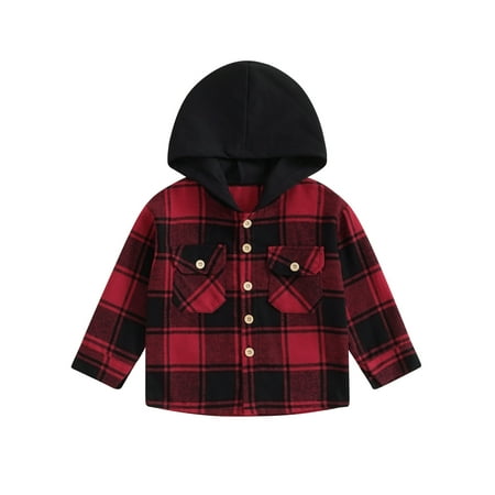 

Baby Boy Button Down Plaid Shirt Long Sleeve Toddler Hoodies Tops Spring Fall Casual Outerwear Clothes