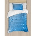 thumbnail image 1 of Grunge Twin Size Duvet Cover Set, Realistic Water Drops Bubbles on Worn Scratched Looking Backdrop Freshness Purity, Decorative 2 Piece Bedding Set with 1 Pillow Sham, Blue White, by Ambesonne, 1 of 3