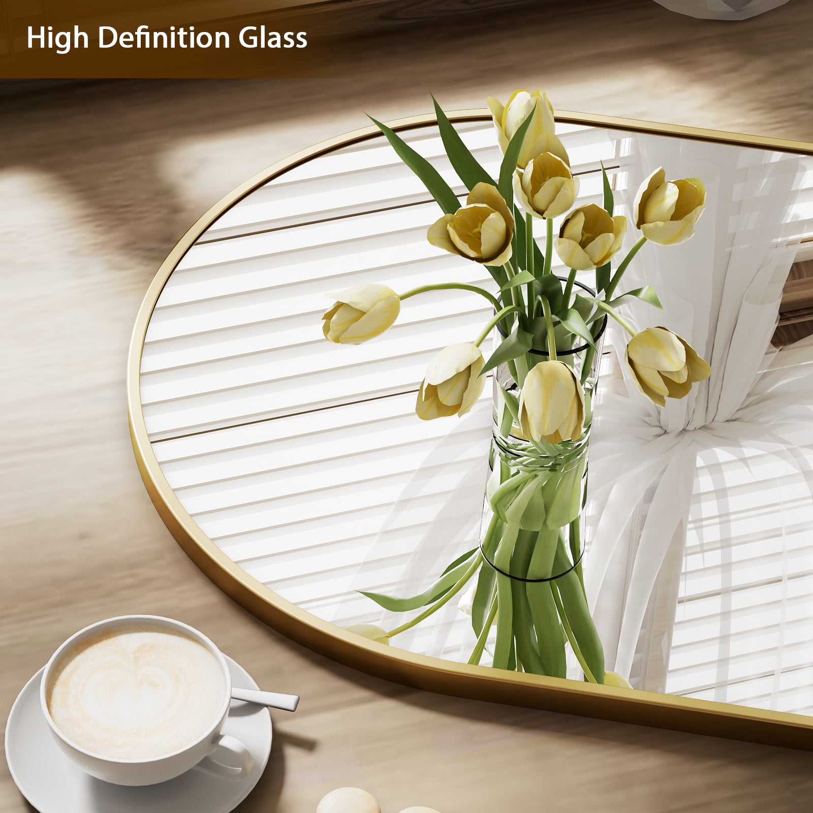 Gleamira Oval Bathroom Mirror Aluminum Alloy Wall Mirror 17" x 30", Gold