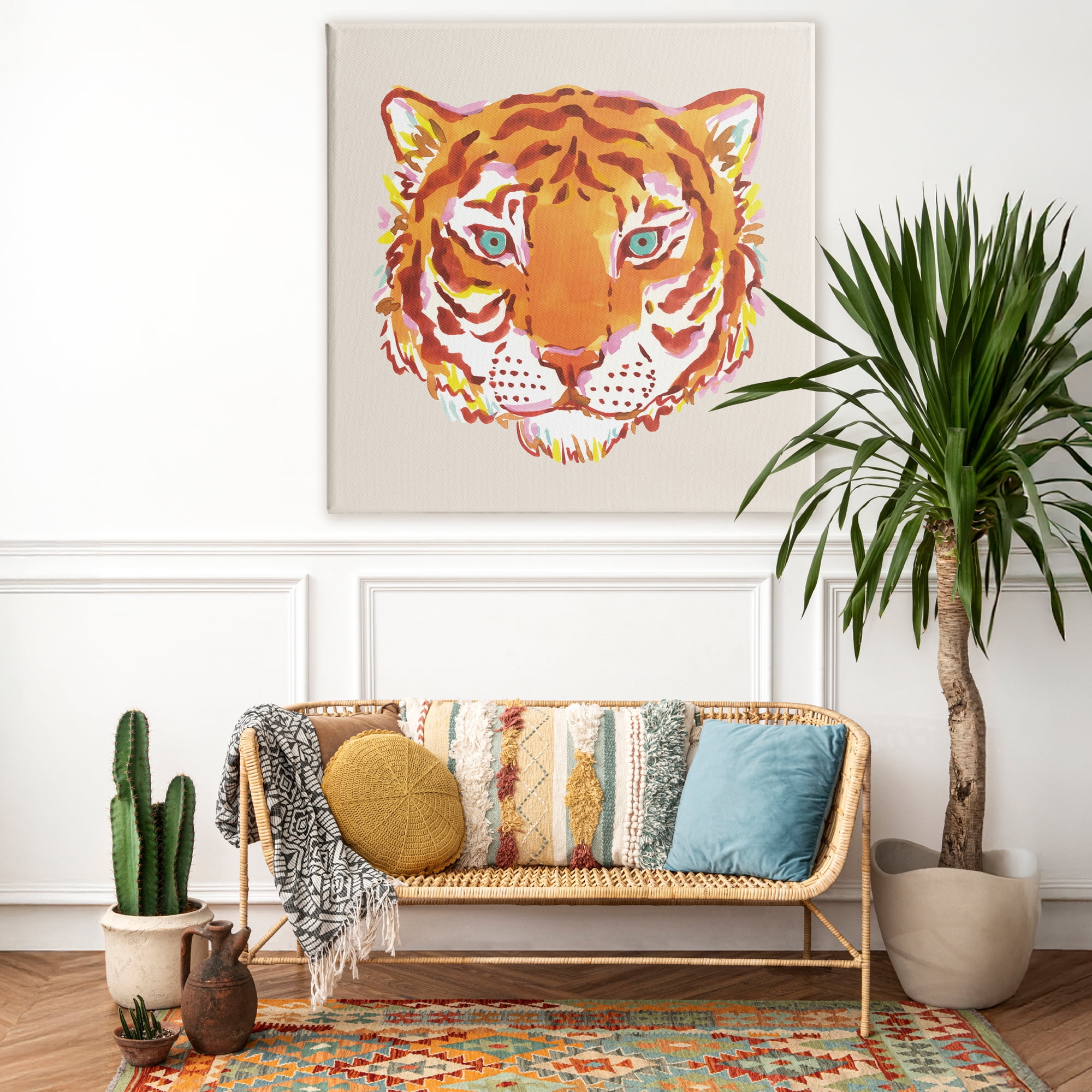 Stupell Industries Orange Boho Tiger Face Canvas Wall Art, design by Karolina Sato