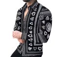 thumbnail image 1 of Camisa de hombre retro de moda, camiseta informal con solapa para festivales al aire libre, camiseta con botones, moda de primavera y verano , nueva talla grande, 1 of 6
