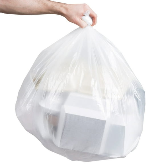 Pack of 1000 Open Ended Trash Can Liners, White 13 x 4 x 17. Low-Density polyethylene Bags 13x4x17, 10 mic. Star-Sealed Bottom. Plastic Gusset Bags for Industrial, Foodservice, Health Needs.
