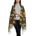 thumbnail image 2 of Honeii Halloween Skull Print Scarf Oversized Scarf Tassel Fall Winter Thick Scarf Warm Shawl Women,Women's Scarves & Wraps, 2 of 8