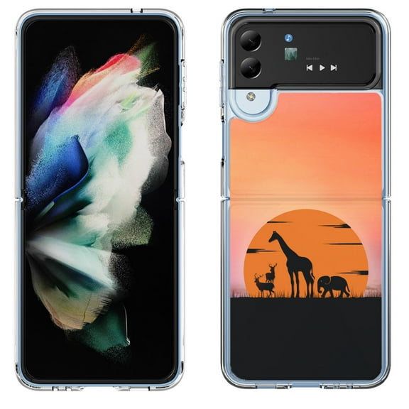 Shockproof Bumper Phone Case for Samsung Galaxy Z Flip 4 5G, by OneToughShield ® - Sunset Safari