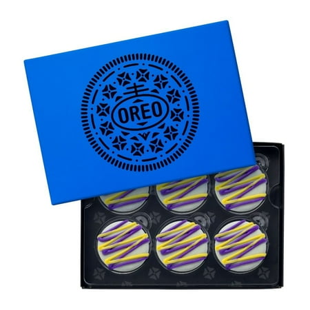 OREO Celebrations Yellow & Purple Drizzled White Fudge Covered Cookies 6ct Box