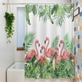 thumbnail image 3 of Shower Curtains for Bathroom-36"x72",Rustic Pink Flamingo Green Leaves Waterproof Bath Curtain Grommet Shower Curtain Set with Hooks, 3 of 9
