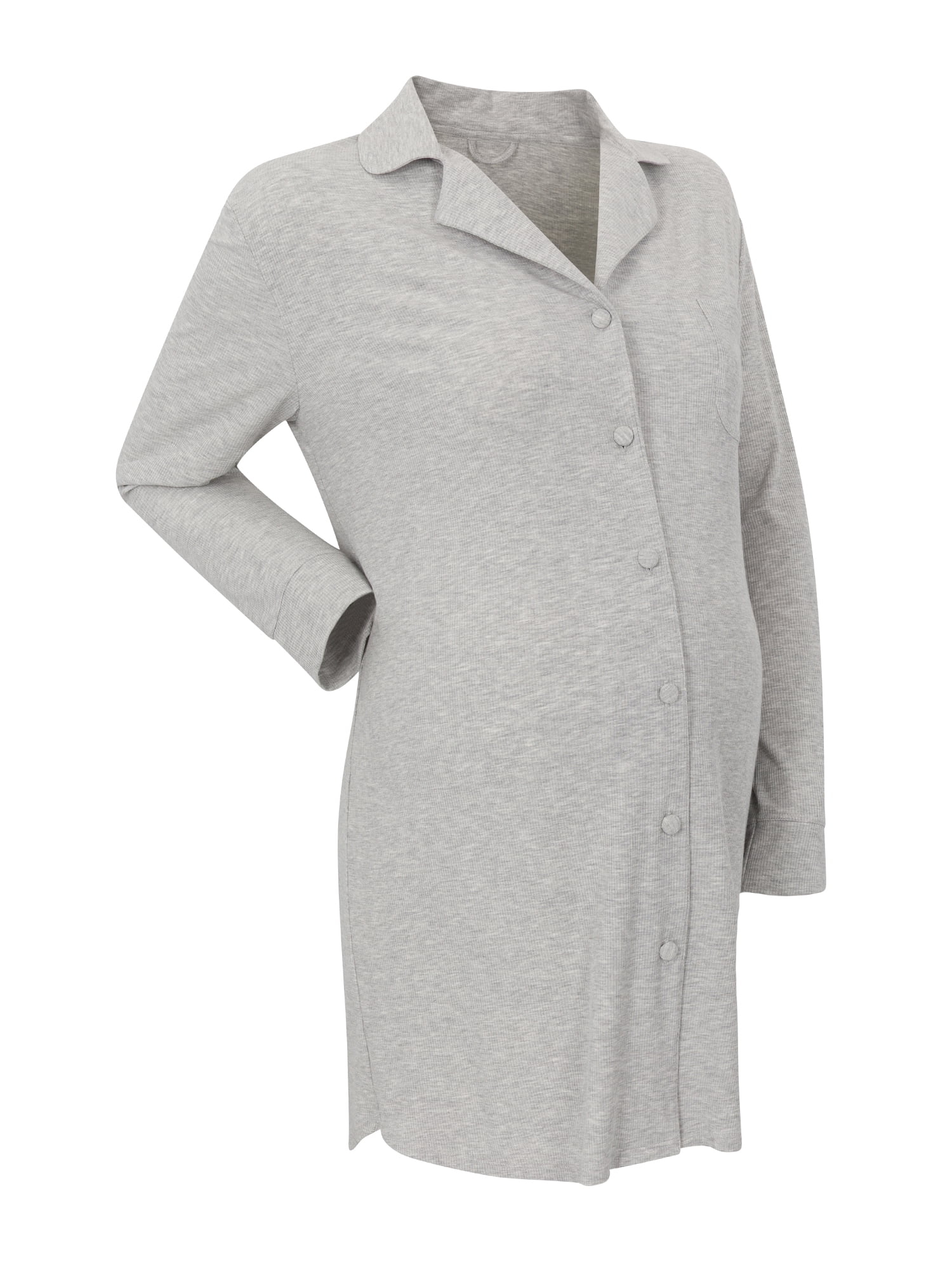 Ingrid & Isabel For Every Belly Women's Maternity Rib Button Down Sleepshirt, Sizes S-XXXL