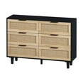 thumbnail image 5 of Tcbosik 43" Rattan Dresser with 6 Drawers for Bedroom, Chest of Drawers, Clothes Storage Cabinet for Hallway, Living Room, Black, 5 of 7