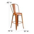 thumbnail image 4 of Emma + Oliver 4 Pack 30" High Distressed Orange Metal Indoor-Outdoor Barstool with Back, 4 of 12