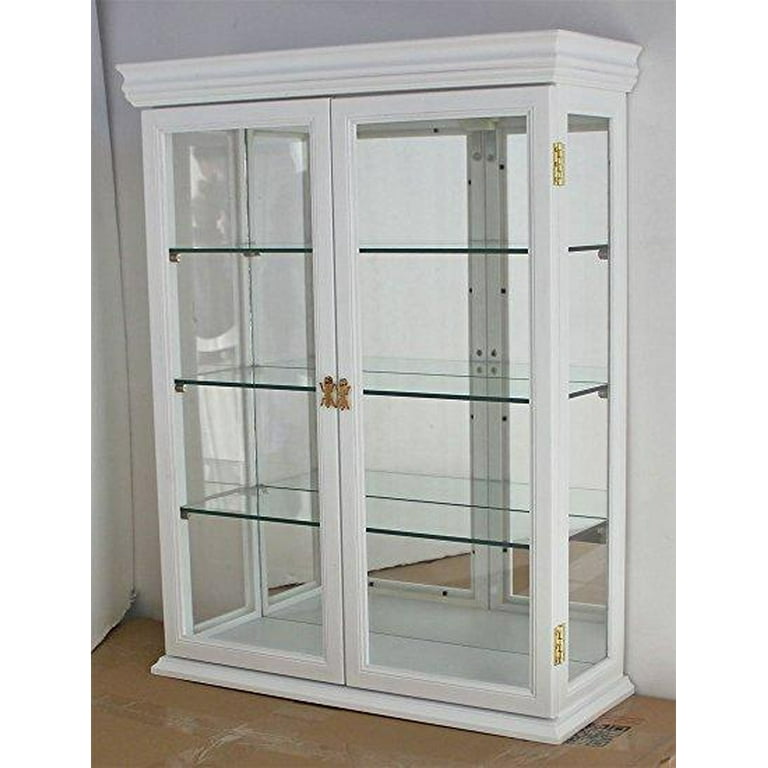 Solid Wood Small Tuscan Style Hardwood Wall Curio Cabinet Stand Or Mount White 19 75 W X 26 H 6 25 D Com Solid Wood Small Tuscan Style Hardwood, Small White Wall Curio Cabinet