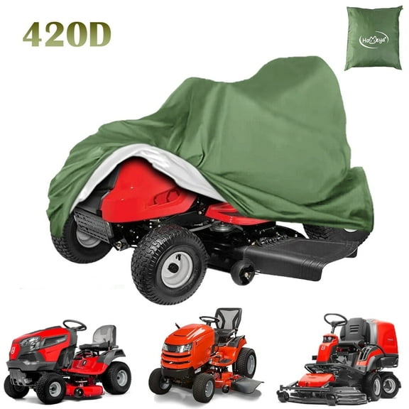 HOMEYA Riding Lawn Mower Tractor Cover Fits Decks up to 54", Heavy Duty 420D, Outdoor Waterproof, Mildew, and UV Resistant Storage Cover, Green