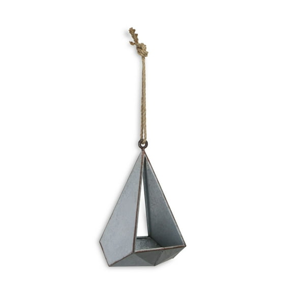 Contemporary Home Living 26.25" Gray Pyramid Hanging Planter with Rope
