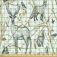 thumbnail image 2 of Ambesonne Wildlife Fabric by the Yard Upholstery, Deer Birds Fox Squirrel, 5 Yards, Pale Coffee Grey and White, 2 of 5