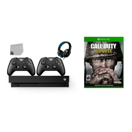 Microsoft Xbox One X 1TB Gaming Console Black with 2 Controller Included with Call of Duty- WW2 BOLT AXTION Bundle Used