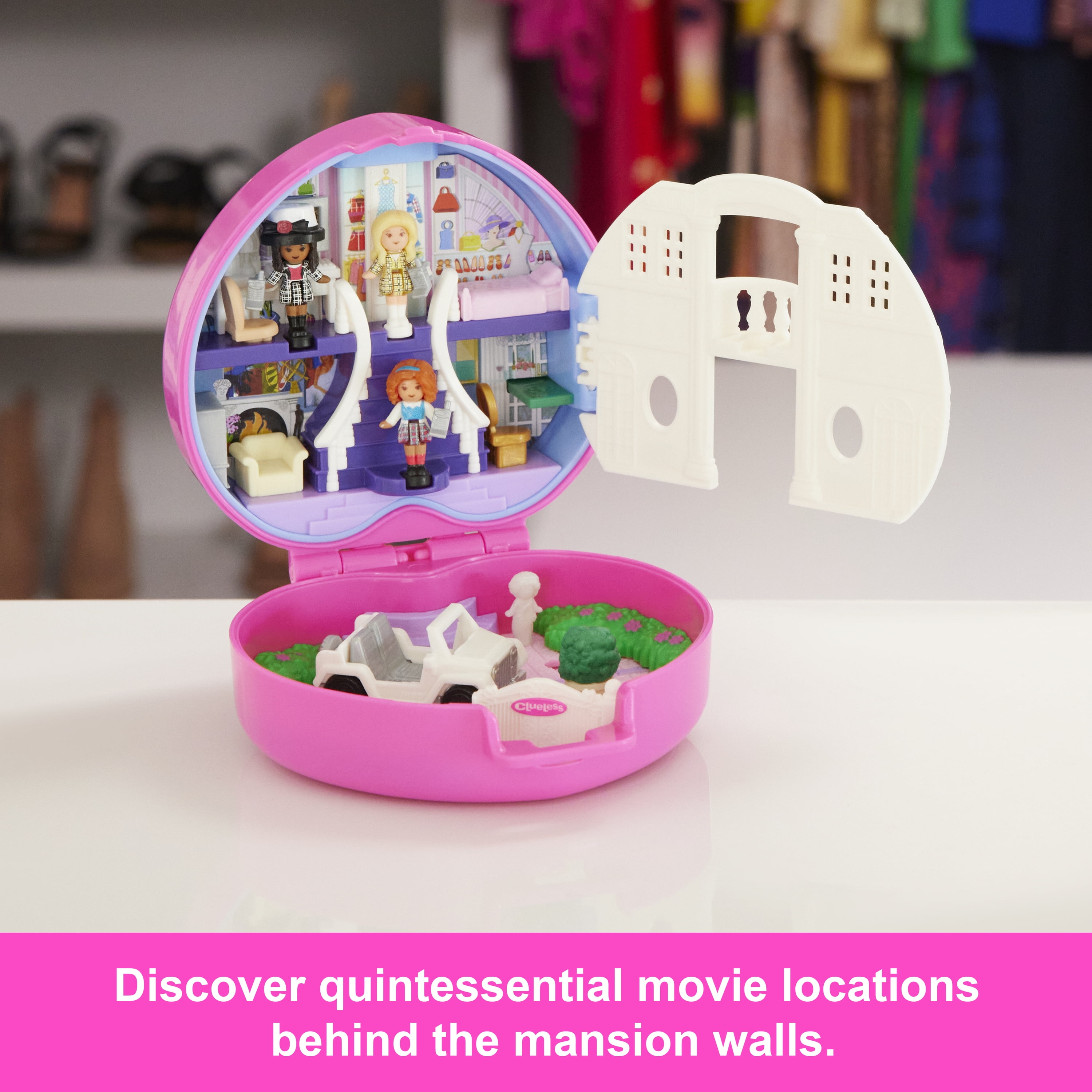 Polly Pocket-Coffret Clueless-avec voiture, chapeau et téléphones