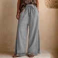 thumbnail image 2 of GUACER Womens Linen Wide Leg Pants Drawstring with Tassels & Pockets Palazzo Trousers for Beach & Casual Wear, 2 of 6