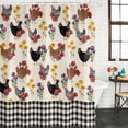 thumbnail image 2 of Farmhouse Rooster Shower Curtain, Waterproof Shower Curtains for Bathroom, Vintage Watercolor Flowers Black Plaid Washable Fabric Bathtub Curtain Set Bath Decor with 12 Hooks Long 72"x84", 2 of 8