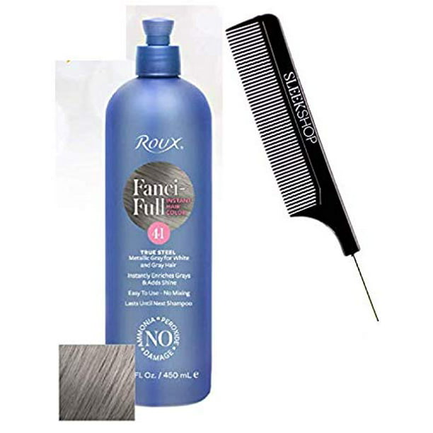 Roux FANCI-FULL Temporary Hair Color Conditioner Instant Haircolor (w/Sleek Comb) Instantly Blends Grays & Adds Shine, No Mixing, 15.2oz / 450ml (41 True Steel) - Walmart.com