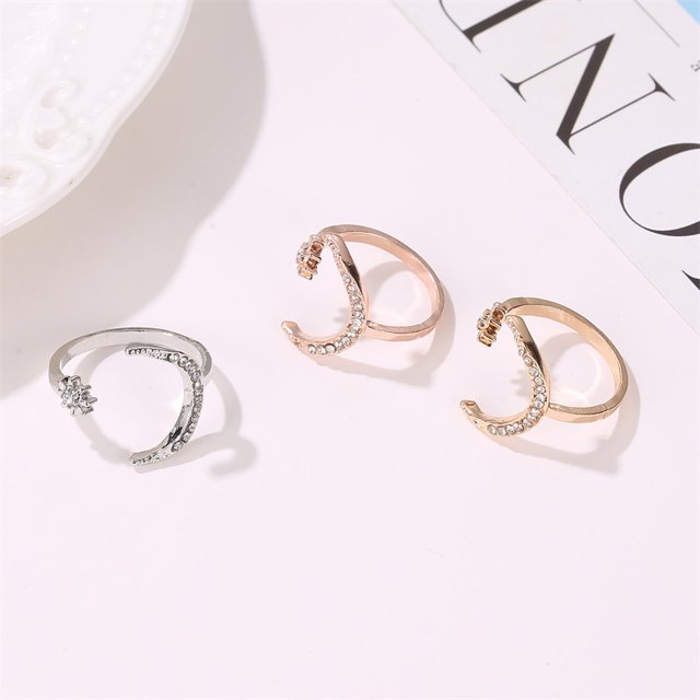 Anillos ajustables de estrella y luna, anillo abierto de estrellas de luna creciente chapado en oro de 18 quilates, plata y estrellas, joyería para mujer Sailing Electrónica